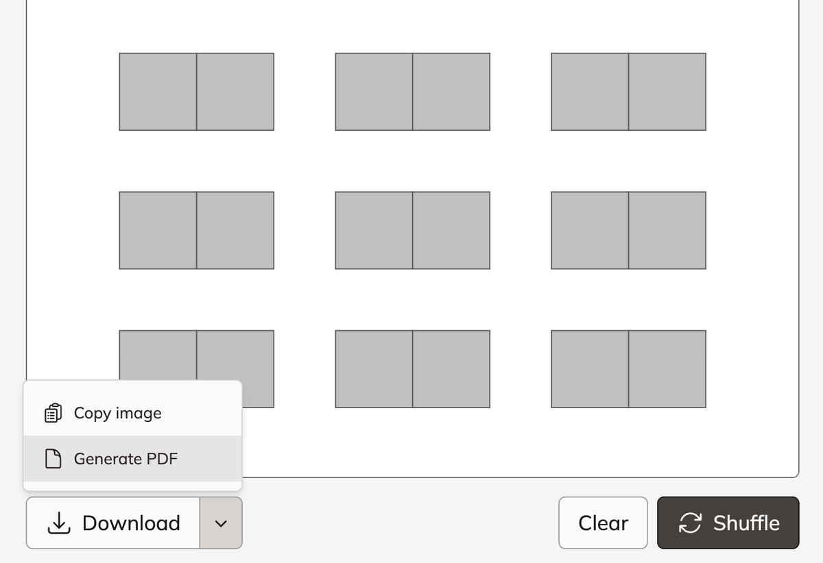 Screenshot of "Generate PDF" menu option attached to download button